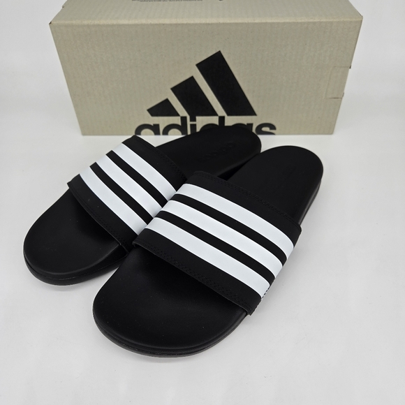 adidas Other - New adidas Adilette Comfort Slides Black White Men's Shoes Size 12